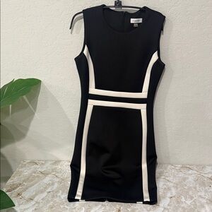 Calvin Klein Black and Cream Mini Dress